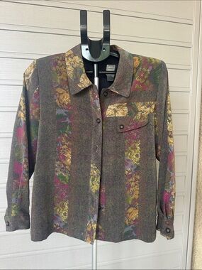 Women's Floral Stripe Button-Up long sleeve - Multicolor